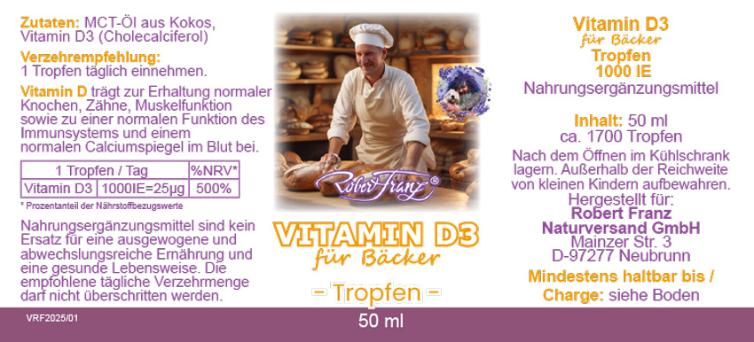 Vitamin D3 Tropfen für Bäcker 